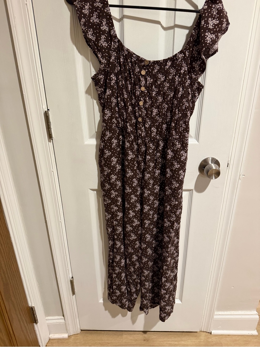 As U Wish Brown Floral Button-Front Midi Dress